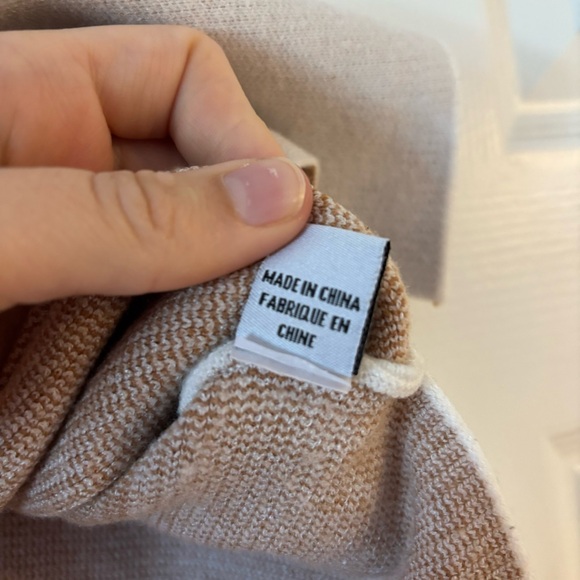 Anthropologie White and Brown Poncho Sweater - Picture 9 of 9